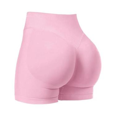 Imagem de Shorts Esportivos Femininos De Cintura Baixa Com Cós Canelado Sem Cost