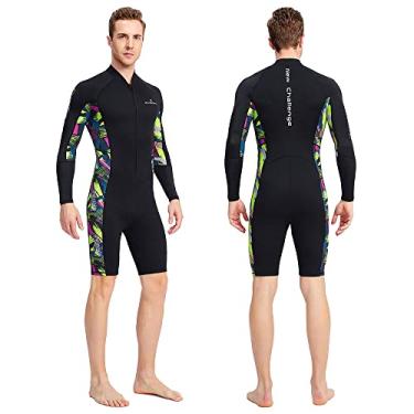 Imagem de Roupas de mergulho masculinas de neoprene premium de 1,5 mm, zíper frontal, bom para snorkel, surfe, natação (GG, preto)