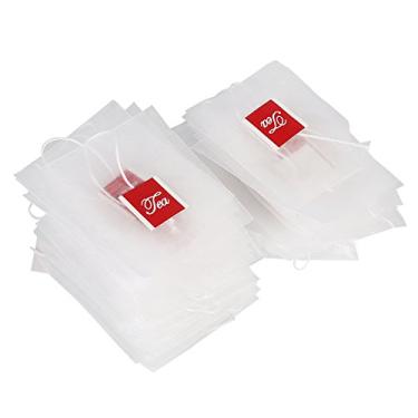 Imagem de 100 sacos de infusor de chá, sacos de infusor de chá de folhas soltas de nylon, sacos de chá vazios para ervas, filtros de temperos, coador com corda, fácil de colocar ou tirar da xícara de chá