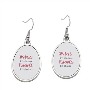 Imagem de Brinco Sister's by chance Friends by choice – Brincos com pingente para meninas – Presente de festa de aniversário dos namorados