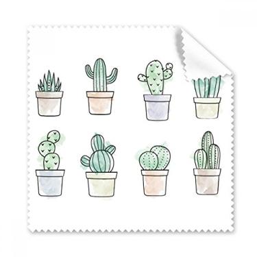 Imagem de Pano de limpeza com estampa de suculentas de cacto em vaso para ilustração de plantas, pano de limpeza, 5 peças
