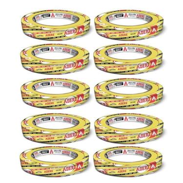 Imagem de Fita Crepe Amarela P/ Pintura Automotiva Profissional Adere 18x40 10 Unidades