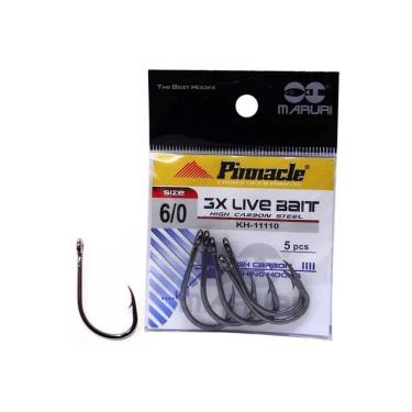 Imagem de Anzol de Pesca Maruri Pinnacle 3X Live Bait Aço Carbono N° 6/0 - 5 peças