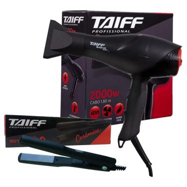 Imagem de Kit Taiff - Secador Cabelo Prof. Black Ion 2000W + Prancha Ceramic 180ºc