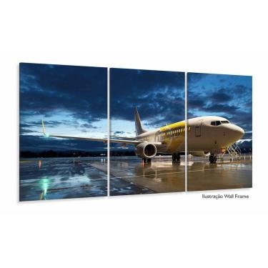 Imagem de Quadro Decoração Avião 3 Peças 120x60 em tecido