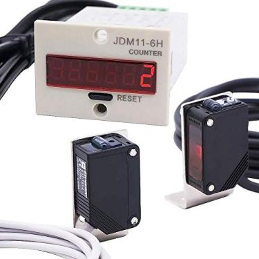 Imagem de Twidec 6 Dígitos 0-999999 Contador De Tráfego Do Cliente 100V-240Vac Conduziu Display Automático Contador De Pessoas Digital + 0-8 M Npn 1 Par Sensor De Interruptor Fotoelétrico T61 + 2 Peças Titular