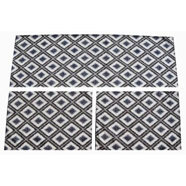 Imagem de Kit 3 Tapetes Oliveira Casa e Decoração Mesclado Anti derrapante Geométrico 0.25 x 0.5 pés