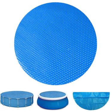 Imagem de Cobertura de piscina solar redonda de 305cm de diâmetro, manta protetora de retenção de calor de plástico bolha azul para piscinas e spas acima do solo
