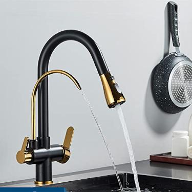 Imagem de Torneira de cozinha de água de purificação de ouro preto rotação de 360 ​​graus Torneira de água pura filtrada guindaste multifuncional torneira misturadora Torneira, OURO PRETO A,1