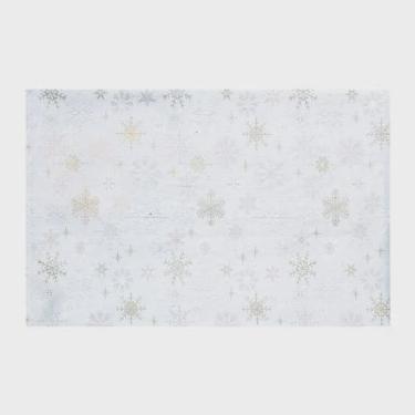 Imagem de Toalha de Mesa Natal Quadrada Flocos de Neve Branco e Dourado 220X220