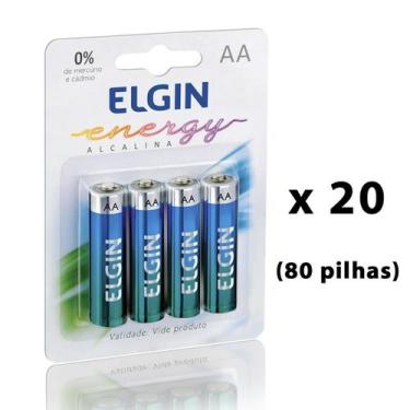 Imagem de 80 Pilha Alcalina Aa Elgin Energy Lr6 1,5V Blister Com 4