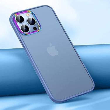 Imagem de Capa magnética de acrílico fosco de luxo para iphone 13 pro max para iphone 12 pro max colorida lente mental capa de silicone, azul, para iphone 12 pro max