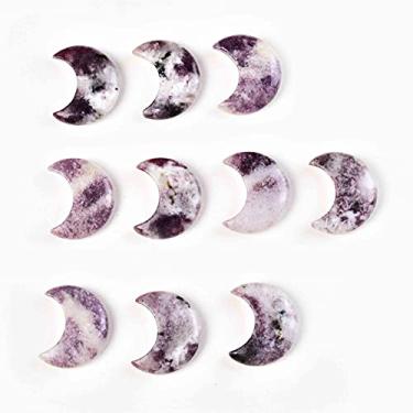 Imagem de JIC Gem Conjunto de cristal de quartzo mica roxo formato de lua 10 peças pedra calmante preocupação, para cura, meditação, fabricação de joias, decoração