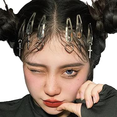 Imagem de Presilhas de cabelo para mulheres e meninas, presilhas de cabelo para cabelos grossos e finos, metal, coração, estrela, prata