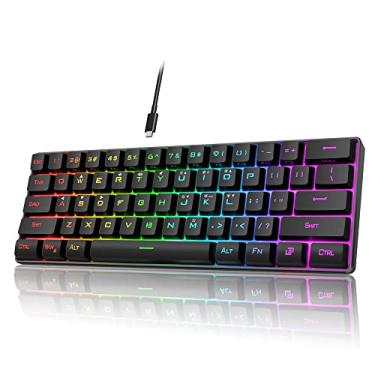 Imagem de RedThunder 60% teclado para jogos, mini teclado ultra compacto com retroiluminação RGB, teclado silencioso ergonômico resistente à água para PC, Mac, PS4, Xbox ONE Gamer