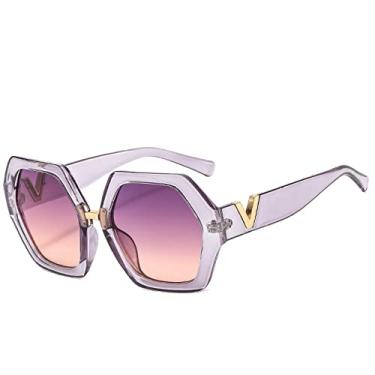 Imagem de Óculos de sol grandes de designer vintage femininos masculinos únicos óculos de sol quadrados de armação grande senhoras tons brancos anti-reflexo uv400, cinza roxo rosa, uv400