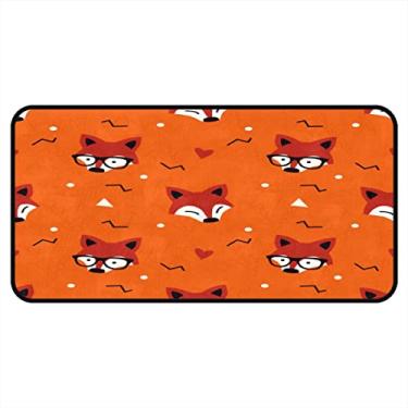 Imagem de Vijiuko Tapetes de cozinha laranja vermelho raposa com óculos de sol área de cozinha tapetes e tapetes antiderrapante tapete de cozinha tapetes laváveis para chão de cozinha escritório em casa pia lavanderia interior exterior 101,6 x 50,8 cm