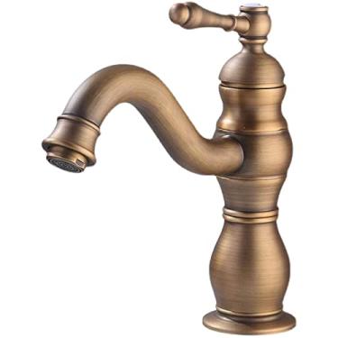 Imagem de LIDON Torneira para pia de banheiro antiga preta torneira de banheiro torneira da pia do banheiro furo único torneira da pia do banheiro vintage para pátio, antigo (cor: antigo)