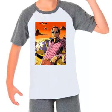 Imagem de Camiseta Raglan Infantil Preto Branca Agostinho 01 - Design Camisetas