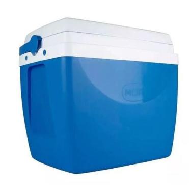 Imagem de Caixa Térmica Cooler 26 L Azul Com Alça E Porta Copos Mor