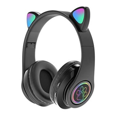 Imagem de YONGX Fone de ouvido para jogos de vídeo game, Bluetooth 5.0 3D estéreo com microfone cancelador de ruído e luz LED (Rosa/Preto)