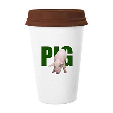 Imagem de Comida de porco animal, membros, Art Deco, presente, caneca moderna de café bebendo vidro cerâmica copo tampa