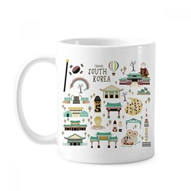 Imagem de Caneca clássica Korea Most Famous Landmarks de cerâmica branca presente com alças 350 ml