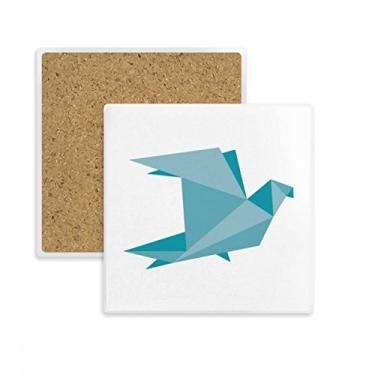 Imagem de Porta-copos de origami verde abstrato padrão pombo quadrado tapete para caneca suporte subplaca pedra isolante