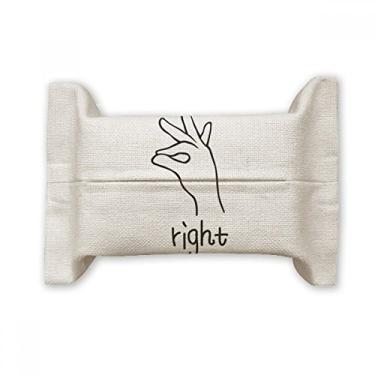 Imagem de Bolsa de linho de algodão com estampa de gesto personalizada preta para lenços faciais