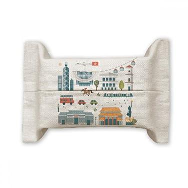 Imagem de Hong Kong Valuable Visiting Things Suporte de capa de papel para lenços faciais Bolsa de linho de algodão