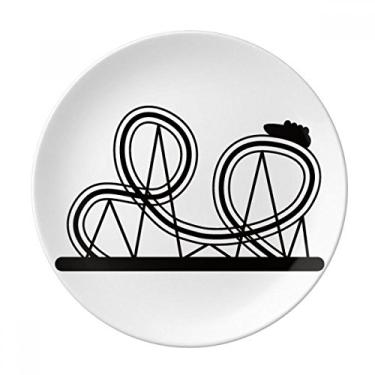 Imagem de Porta-copos pretos com contorno do parque de diversões de porcelana decorativa Salver louça de jantar
