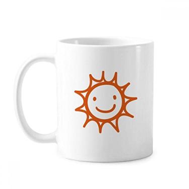 Imagem de Pintura à mão laranja Sun Smile Caneca cerâmica café porcelana louça