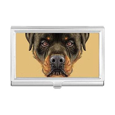 Imagem de Black Feroz Rottweiler Estojo para cartão de visita com caixa de bolso
