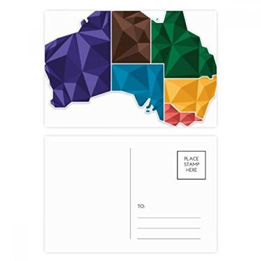Imagem de Mapa da Austrália Território e Estado, ilustração colorida, conjunto de cartão postal de aniversário, cartão de agradecimento