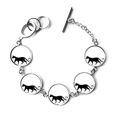 Imagem de DIYthinker Charmoso pingente de corrente com silhueta de animal amante de gato preto