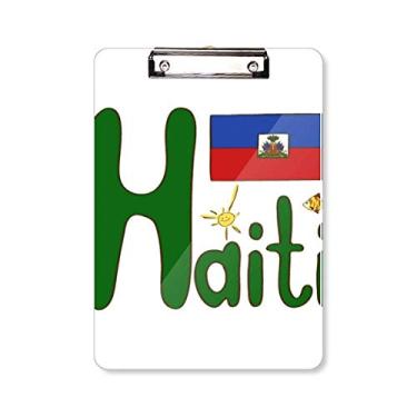 Imagem de Bandeira nacional do Haiti padrão vermelho azul prancheta pasta bloco de escrita placa de apoio A4
