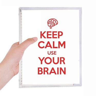 Imagem de Caderno com frases Keep Calm Use Your Brain Preto Folhas Soltas Diário Recarregável Diário Papelaria