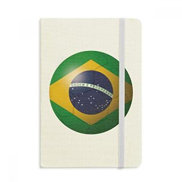 Imagem de Caderno de futebol americano com bandeira nacional do Brasil, capa dura em tecido, diário clássico