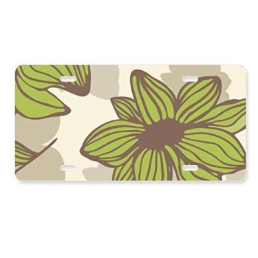 Imagem de DIYthinker Placa de carro para decoração de carro com flor verde marrom e acessório de aço inoxidável