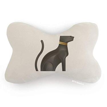 Imagem de DIYthinker Almofada para decoração de pescoço com estampa abstrata de gato preto antigo do Egito