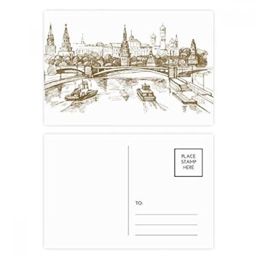 Imagem de Conjunto de cartão postal River Bridge Landmark Sketch Cartão de felicitações de aniversário