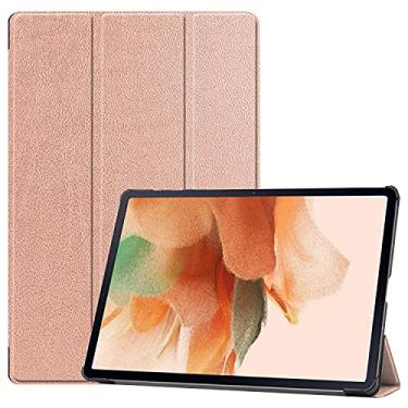 Imagem de TingYR Capa para tablet Samsung Galaxy Tab S7 FE, couro, suporte dobrável, proteção completa, capa para tablet para Samsung Galaxy Tab S7 FE. (ouro rosa)