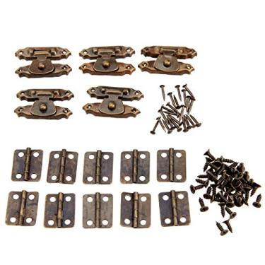 Imagem de 10pcs Antique Bronze Móveis Armário Dobradiças e 5 Pcs Jóias De Madeira Caixa Alterna Hasp Latch Ferro Vintage Acessórios De Hardware YYDFPIIA