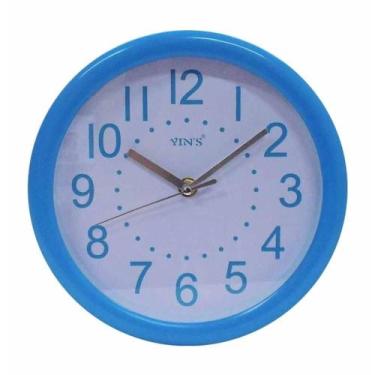 Imagem de Relógio De Parede Redondo 22,4 Cm Azul/Branco - Yin's