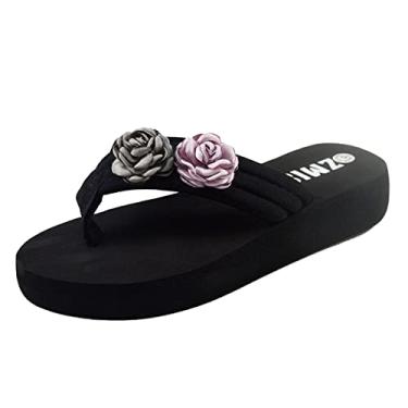 Imagem de Sandálias com clipe de fundo de anabela, sandálias de verão femininas com clipe de dedo do pé, moda feminina, bico de praia cravejado, Roxa, 8