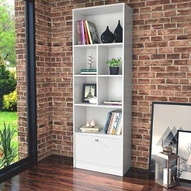 Imagem de Estante para Escritório 6 Nichos 1 Porta Basculante Bali Nova Mobile Branco