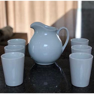 Imagem de Kit Jarra 1,4L + 6 copos 220ml - Porcelana Branca