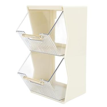 Imagem de Organizador de saquinhos de chá, suporte para saquinhos de chá de 2 camadas, caixa de armazenamento multifuncional para chá e café, pacotes de açúcar (Branco)