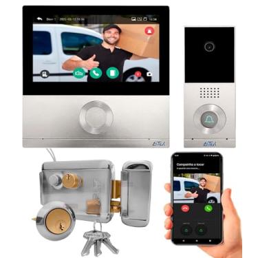 Imagem de Campainha Video Porteiro Interfone Câmera Noturna Tela Lcd 1080p Touch Wifi Smart App Celular