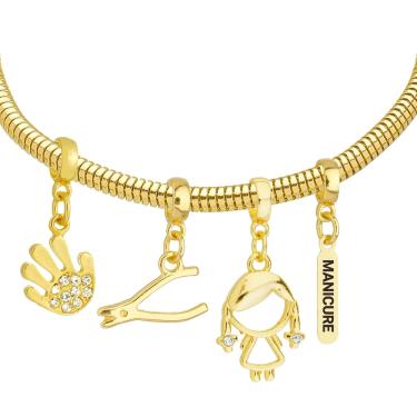 Imagem de Pulseira Profissão Manicure Para Pandora Banhado a Ouro 18k